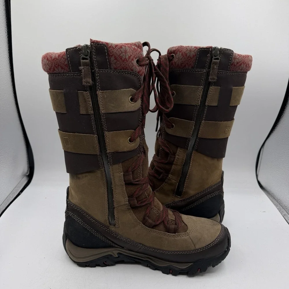 Merrell Polarand Rove Peak Winter Boots Women Sz 8 Brown Leather Waterproof Tall